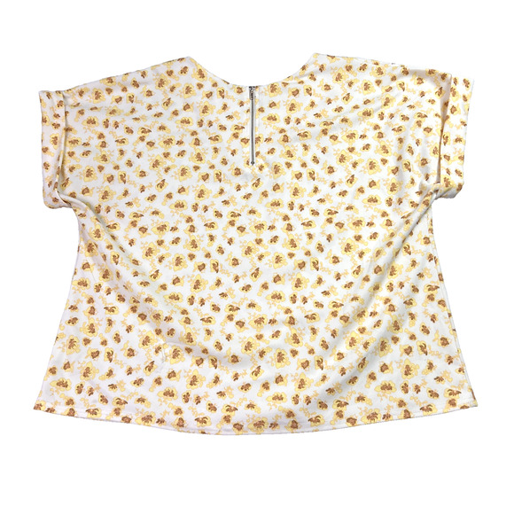 Melloday Blouse Top Women's Size XL Cuffed Short Sleeve Floral Boxy - Picture 2 of 9